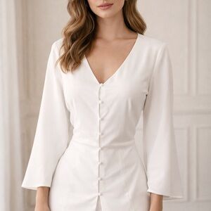 Elegant White Button-Down Dress